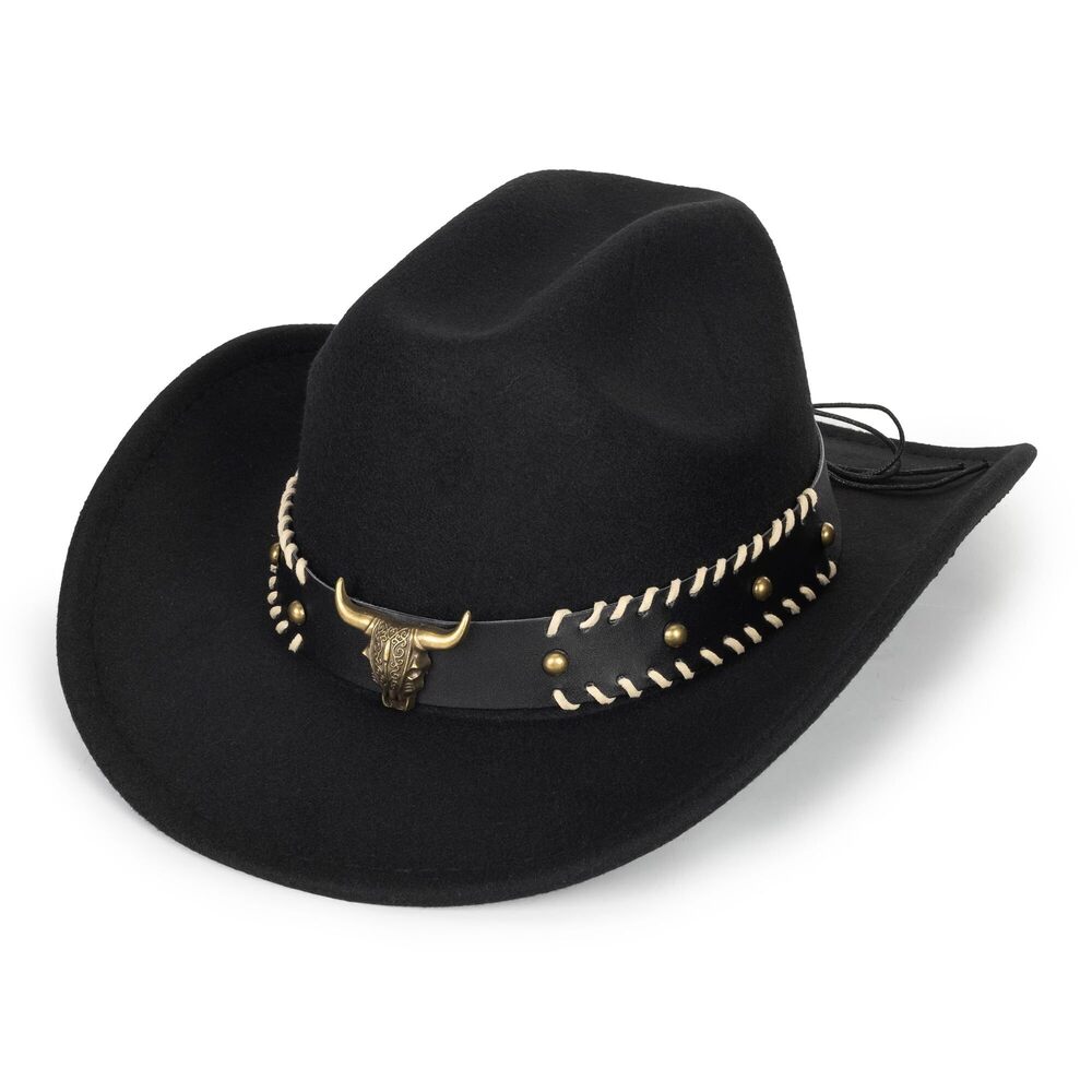 6556 Western Cowboy Hat For Men Women Classic Roll Up Fedora Hat With Buckle